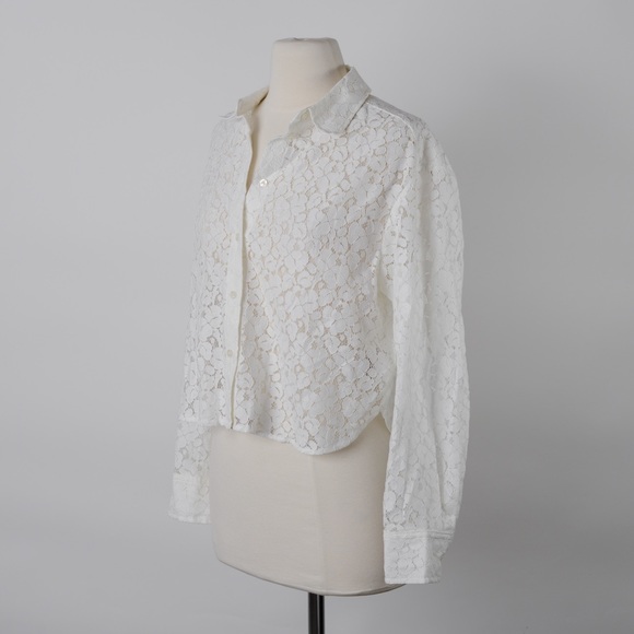 NEW Gap Cropped White Lace Shirt XS - Picture 6 of 11